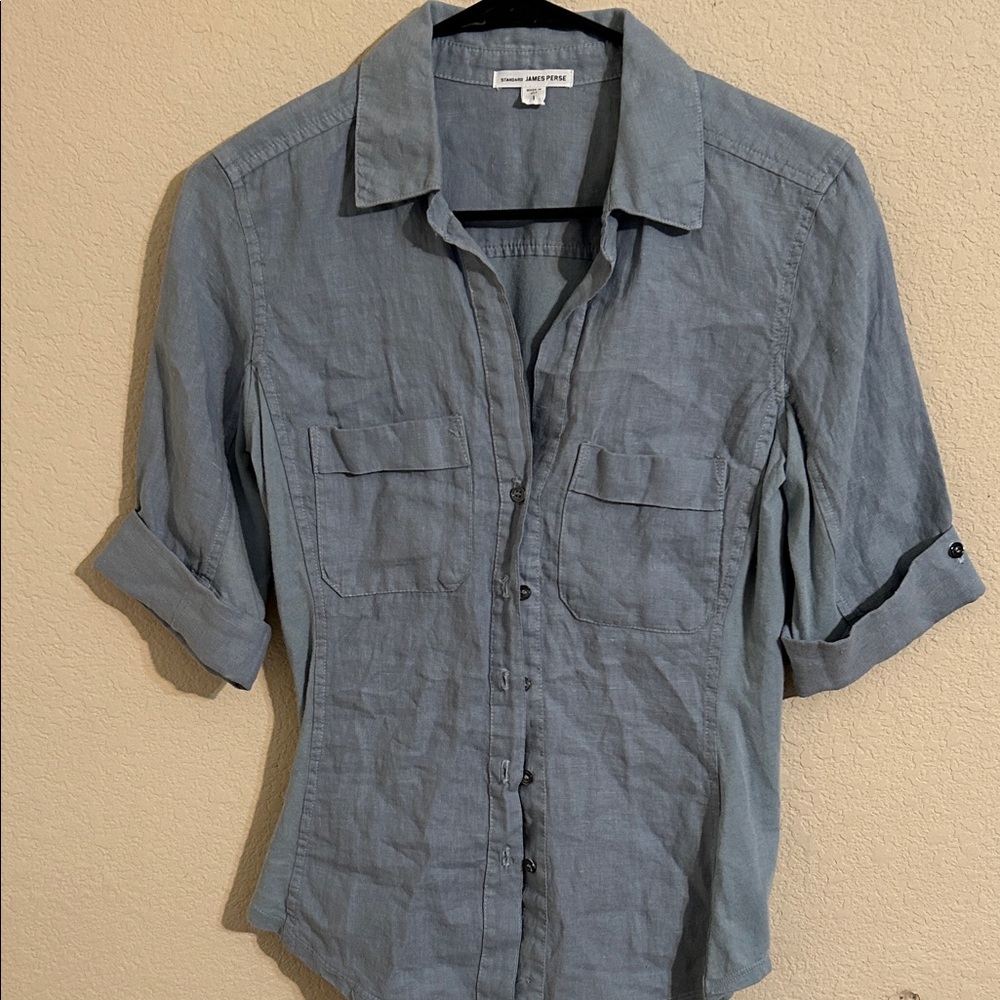 James Perse Light Gray Shirt Stylish Elevated Closet Staple